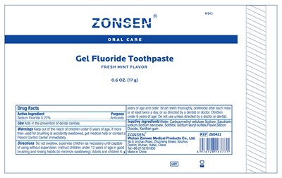 Zonsen Ndc: 72932-015-00  Oral Care  Gel Fluoride Toothpaste  Fresh Mint Flavor  0.6 Oz. (17 G) (Zso431 Zonsen Gel Toothpaste17g)